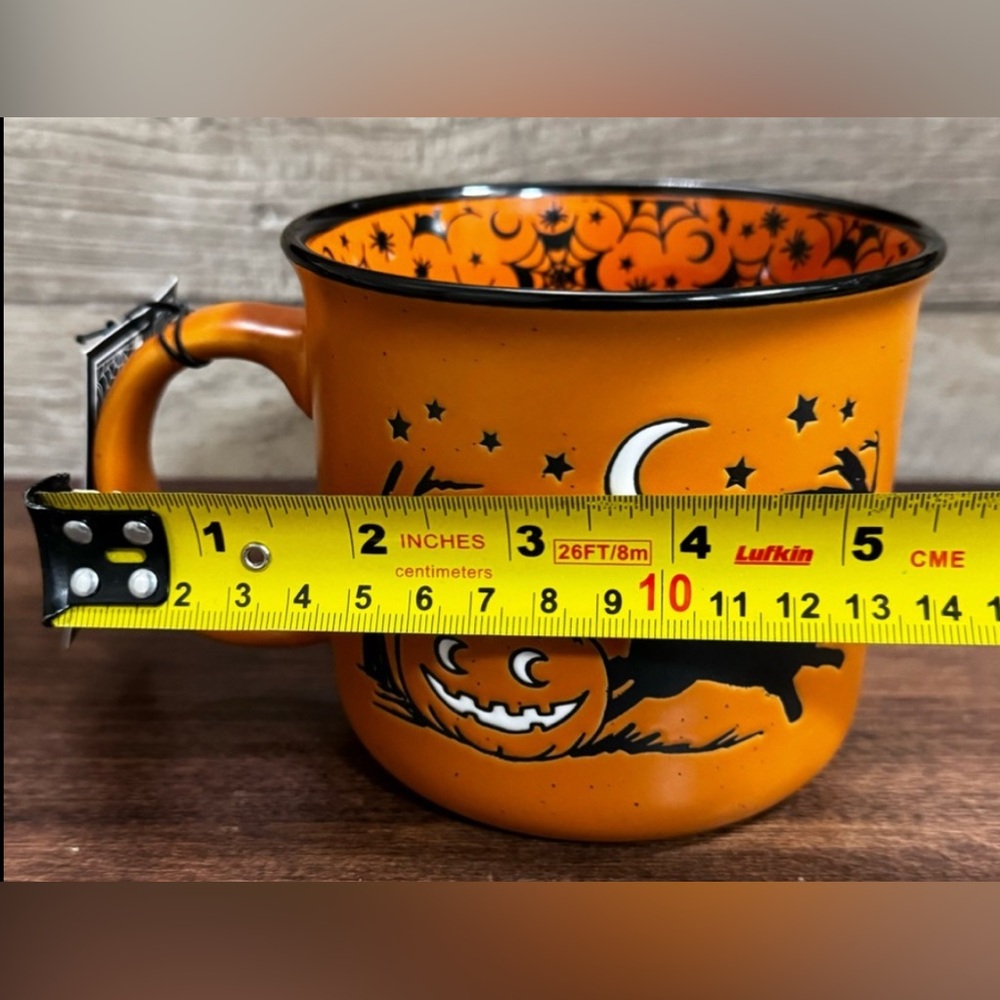 Super Cute Hand Painted PUMPKIN 🎃 & Cat 🐈‍⬛ MUG  by Cobwebs & Cauldrons - NEW - Picture 7 of 8